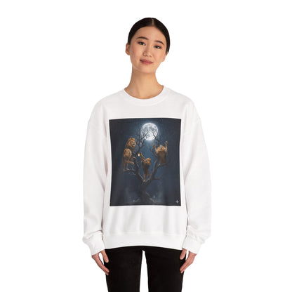 Moonlit Lion Crewneck Sweatshirt - Cozy Unisex Pullover for Nature Lovers, Animal Gifts, Casual Wear, Wildlife Fans, Perfect for Fall